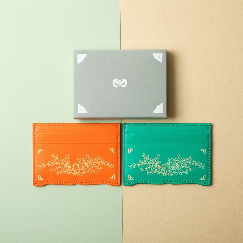 Vegan eco-friendly Hanji Leather chrysanthemum 韓国 誕生日プレゼント Card Wallet Orange