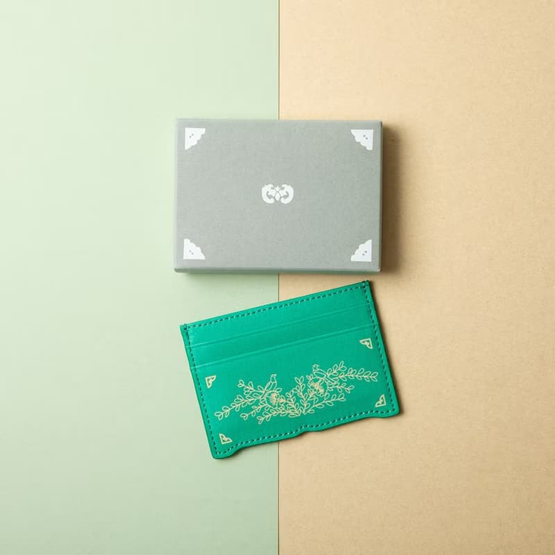 Vegan eco-friendly Hanji Leather chrysanthemum 韓国 誕生日プレゼント Card Wallet Orange