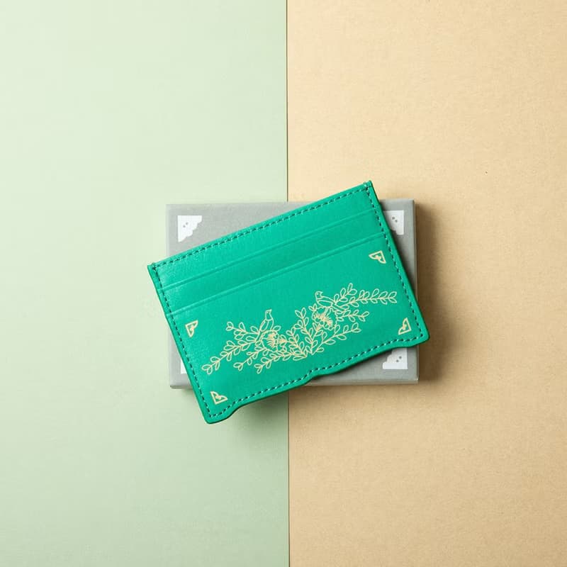 Vegan eco-friendly Hanji Leather chrysanthemum 韓国 誕生日プレゼント Card Wallet Orange