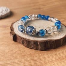 【琉璃系列】夏日淺藍銀箔琉璃珠手鍊