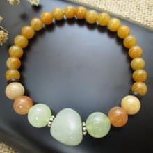 手鍊 珠串設計 新疆青白玉+紅瑪瑙+岫玉+東菱玉+銀