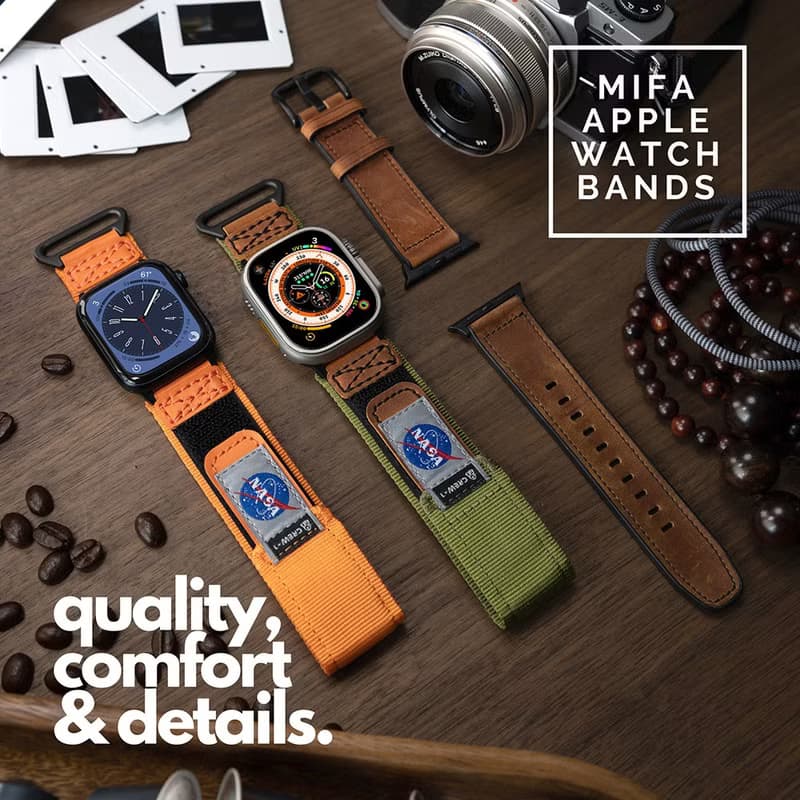 Mifa Apple Watch EDC-34太空總署系列戰術尼龍混搭真皮錶帶