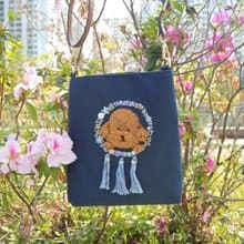 刺繡狗狗捕夢網斜揹袋 | 貴婦狗, 藍色