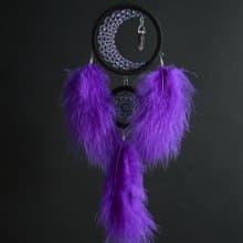Purple crescent moon dream catcher with amethyst crystal ฝันจับดวงจันทร์