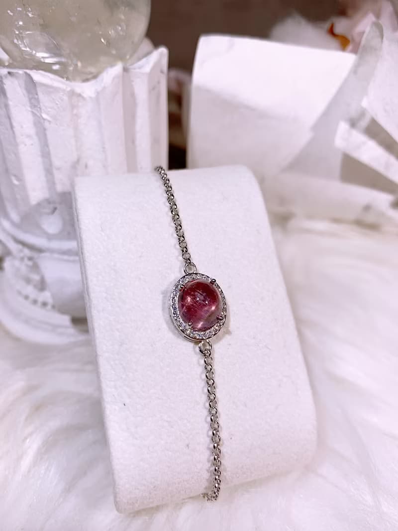 天然粉碧璽 粉碧璽寶石手鍊 3.11克拉已售出歡迎訂製