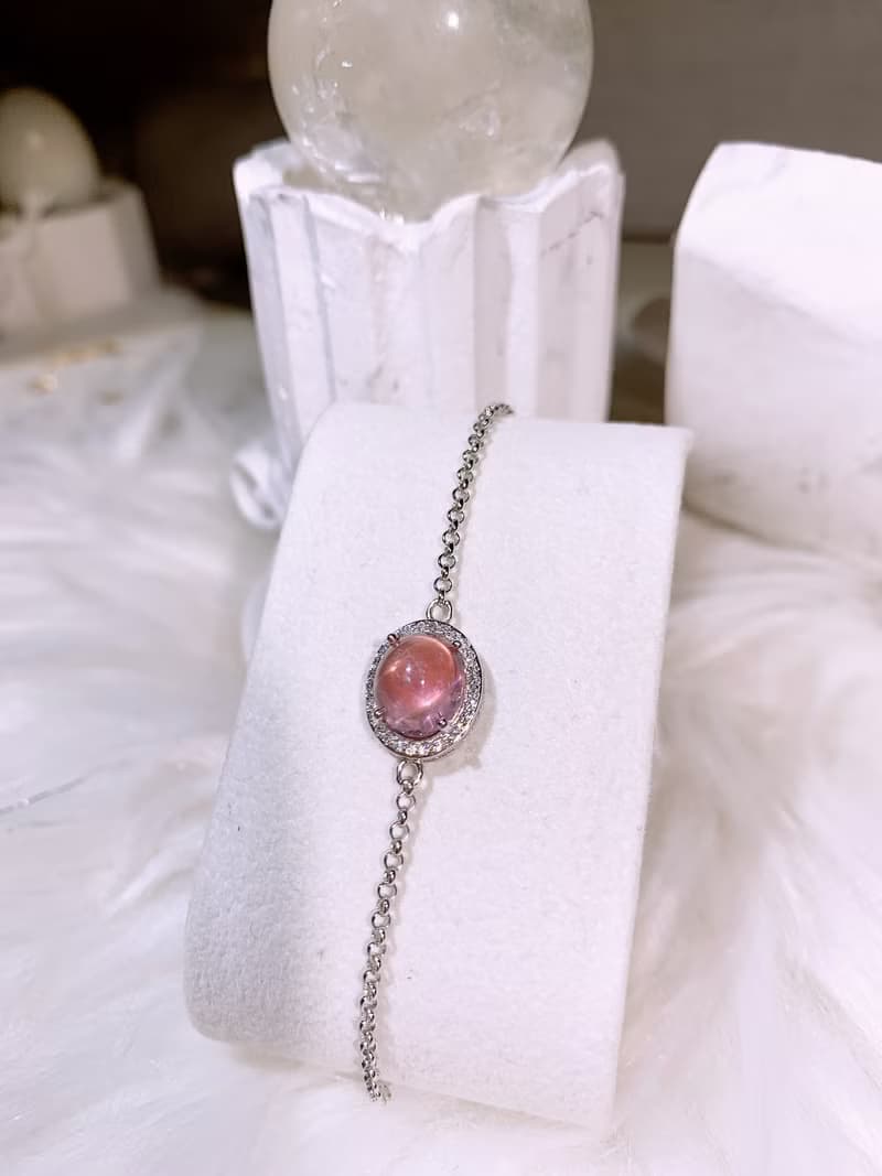 天然粉碧璽 粉碧璽寶石手鍊 3.11克拉已售出歡迎訂製