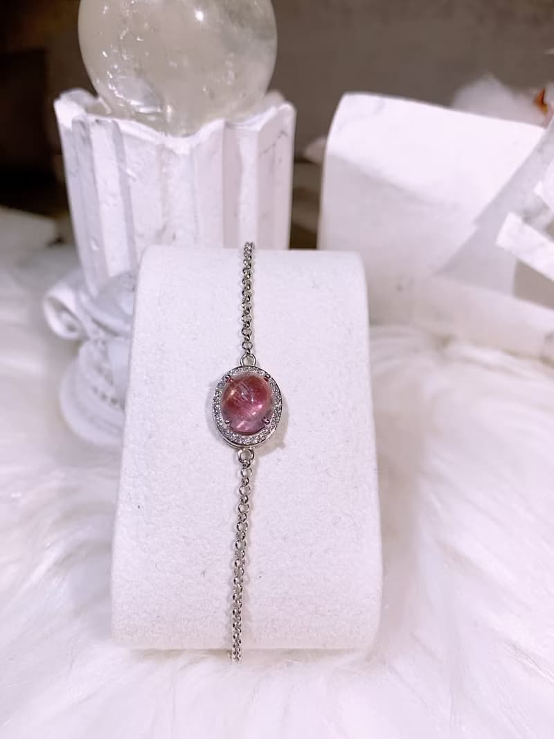 天然粉碧璽 粉碧璽寶石手鍊 3.11克拉已售出歡迎訂製