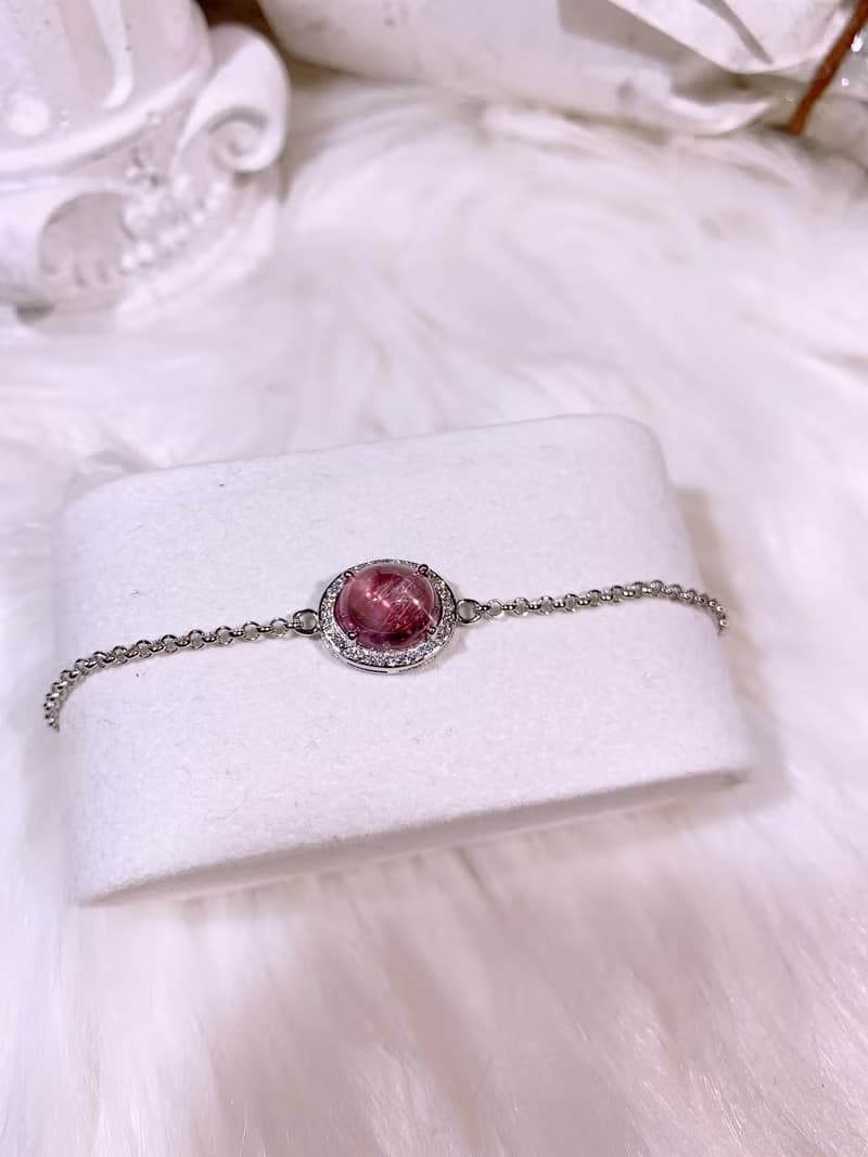 天然粉碧璽 粉碧璽寶石手鍊 3.11克拉已售出歡迎訂製