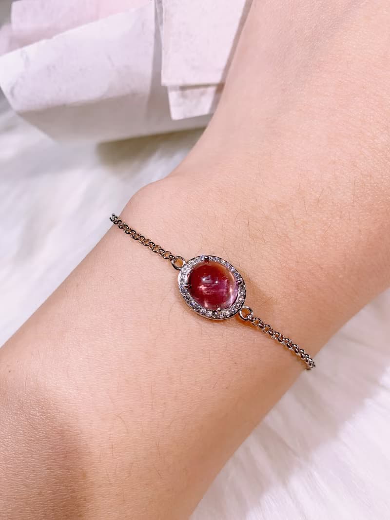 天然粉碧璽 粉碧璽寶石手鍊 3.11克拉已售出歡迎訂製