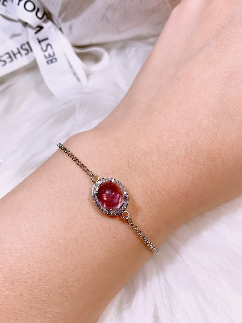 天然粉碧璽 粉碧璽寶石手鍊 3.11克拉已售出歡迎訂製