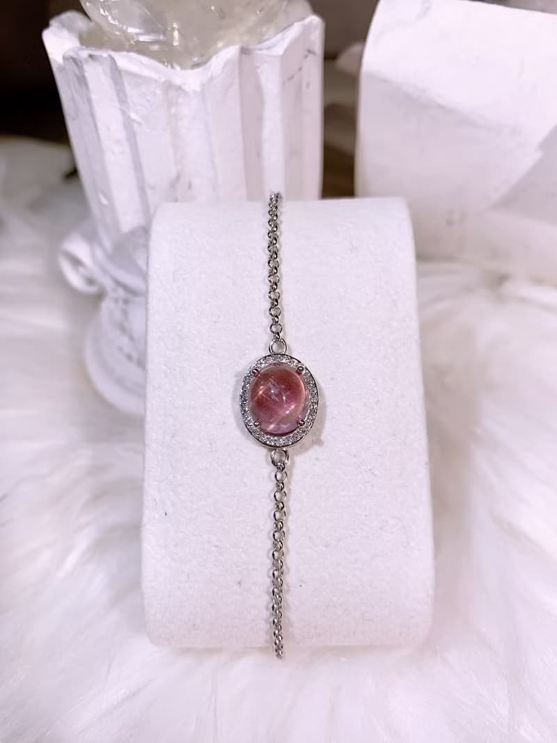 天然粉碧璽 粉碧璽寶石手鍊 3.11克拉已售出歡迎訂製