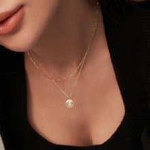 法式ins風雕刻玫瑰花小金幣圓牌吊墜s925純銀項鏈 鎖骨鏈