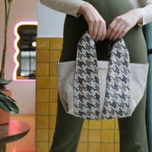 【女朋友禮物】綠花紋/紫花紋 麻布休閒手袋/斜孭袋