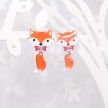 Fox Garden 手作 小狐狸耳環/耳針/耳釘/耳夾  聖誕禮物 交換禮物 生日禮物   **若無指定一律以透明耳夾出貨**