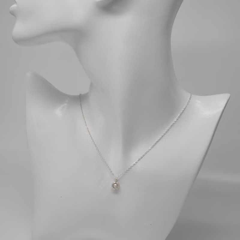 小巧珍珠純銀鎖骨鍊項鍊 - 天然淡水珍珠 6月誕生石