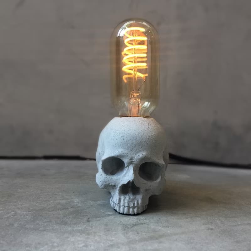 曙MUSE 半骷髏水泥桌燈 LED燈 鎢絲燈泡 USB燈 擺飾 擴香石 手作