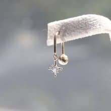14K Asterism Piercing 星芒鎖珠耳環 (單個)耳骨 耳窩 不退色