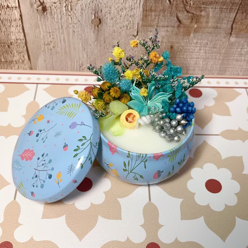永生花香氛蠟燭鐵盒