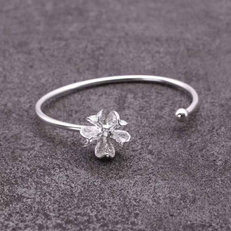 紫薇果實 純銀手環 18K鍍金手環 開放式手環 二色