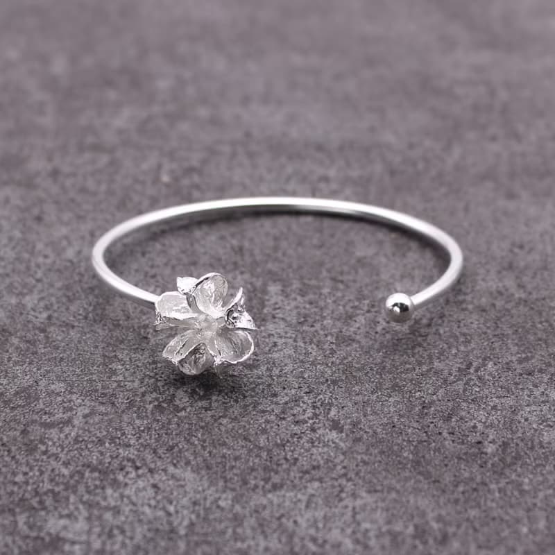 紫薇果實 純銀手環 18K鍍金手環 開放式手環 二色