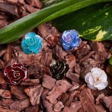 玫瑰花- 手工耳環 樹脂耳環 水晶花 耳針 耳夾