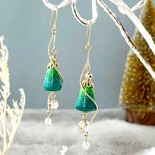 聖誕森林耳環/耳夾 和紙 輕盈 紙珠 聖誕節 紙藝珠 醫療級不鏽鋼