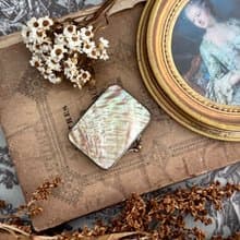 40843-絕美法國古董珍珠母貝硬幣夾錢包夾