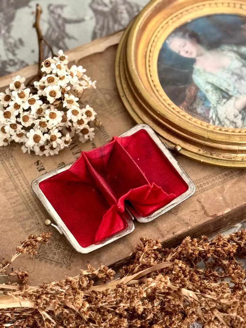 40843-絕美法國古董珍珠母貝硬幣夾錢包夾