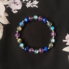 【 Universe 】高等級拉長石 紫水晶 藍晶石 純銀 手鍊