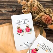 刺繡耳環 | 耳夾 / 耳釘 / 耳勾 - 小紅花