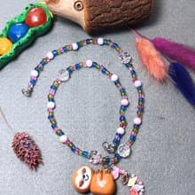 懶懶樹櫴 手作黏土項鍊 陶土 手繪捏製 鋼絲線不銹鋼釦 串珠