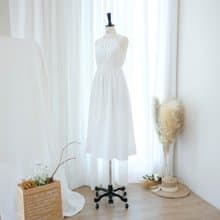 Off white vintage sleeveless midi summer sundress white bridesmaid vintage dress