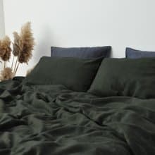 Charcoal green linen flat sheet/Linen bedsheet/Softened stonewashed linen sheet