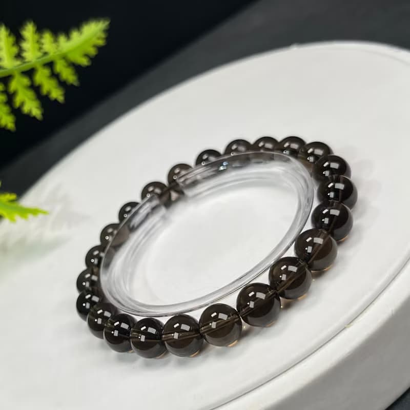 精品玻璃體茶晶手串8mm冰透煙水晶手錬勇氣信心陽性能量辟邪驅災
