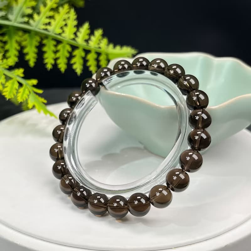 精品玻璃體茶晶手串8mm冰透煙水晶手錬勇氣信心陽性能量辟邪驅災