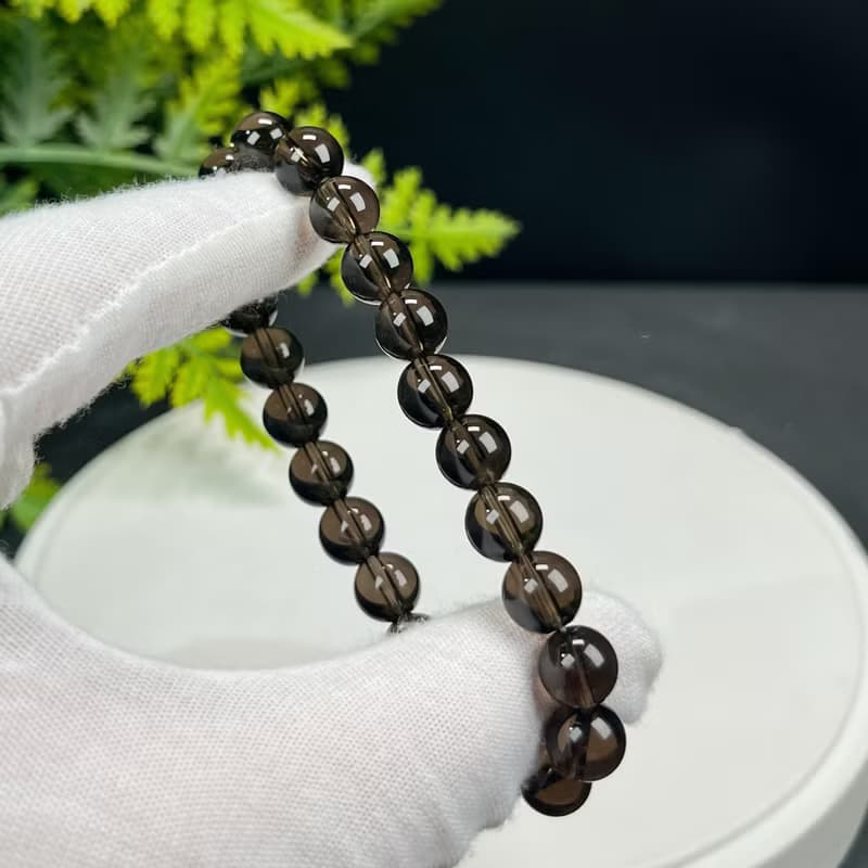 精品玻璃體茶晶手串8mm冰透煙水晶手錬勇氣信心陽性能量辟邪驅災