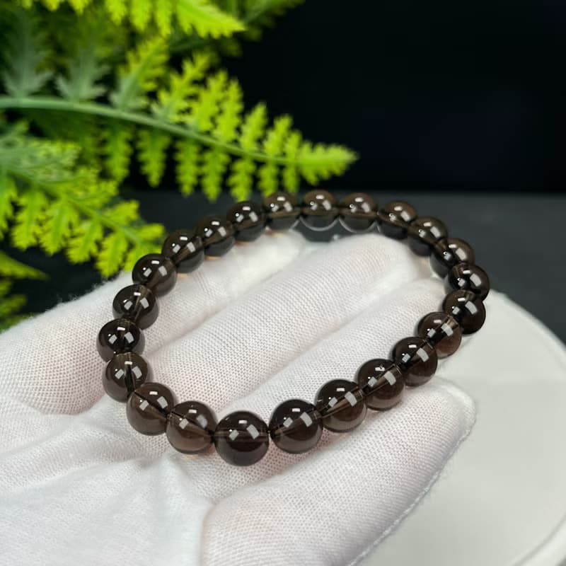 精品玻璃體茶晶手串8mm冰透煙水晶手錬勇氣信心陽性能量辟邪驅災
