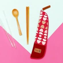 獨創布花 棉麻餐具袋::紅水玉:: (水玉迷宮)環保餐具/畢業季