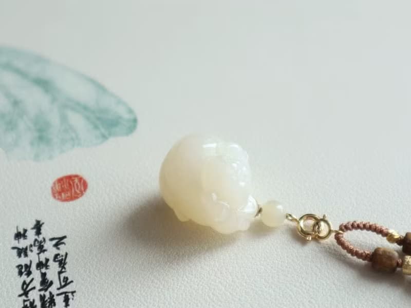 天然和田玉發財豬吊墜冰底藕粉色精工立體雕刻寓意諸事順遂生肖豬