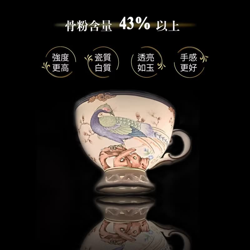 【A&L】五福報喜 骨瓷咖啡_午茶對杯禮盒組_多色選擇