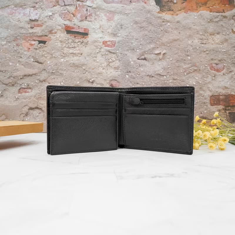 10卡1照-馬鬃紋-上下翻活頁牛皮短夾28801(黑色)