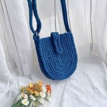 手工鉤織Karina 斜孭小袋手袋單肩包深藍色針織鈎織編織手作斜