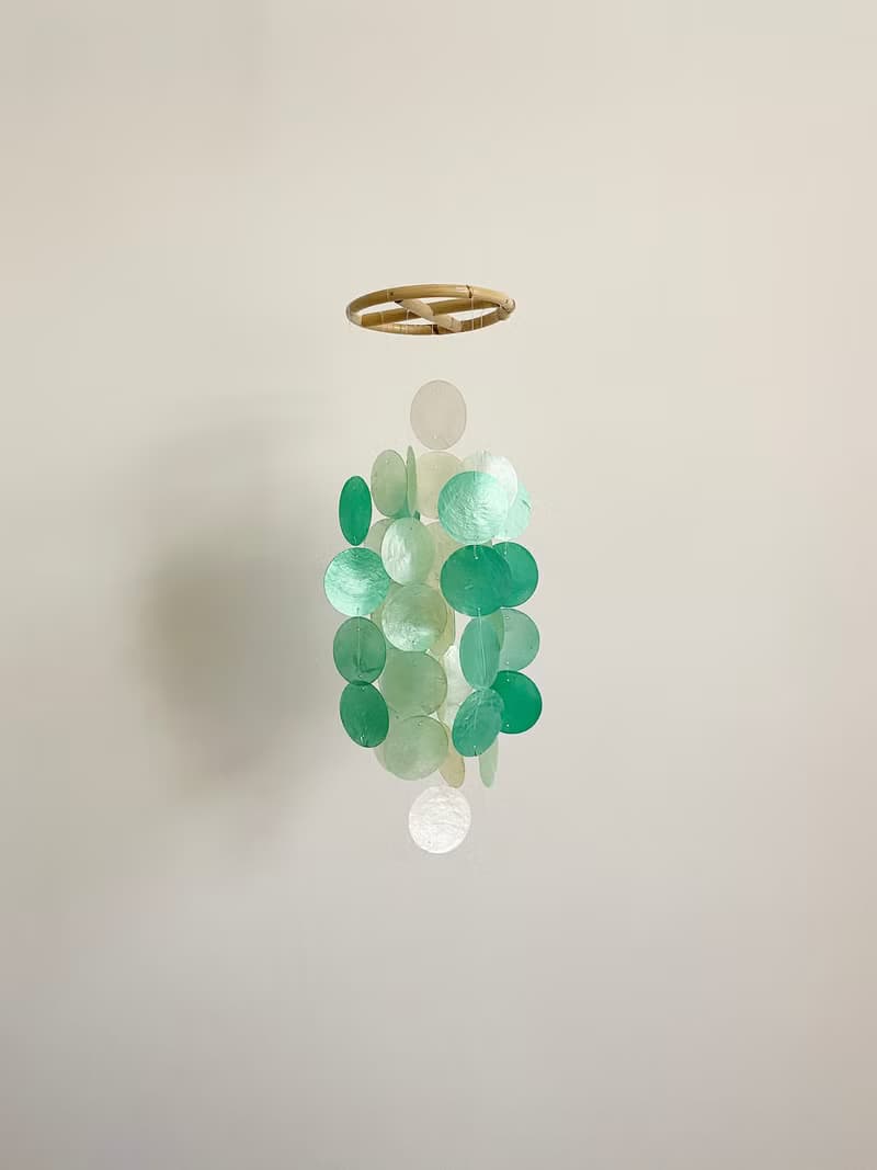 DIY-KIT | Danish Mansion_Green Circle |Capiz Shell Wind Chime Mobile | #0-334