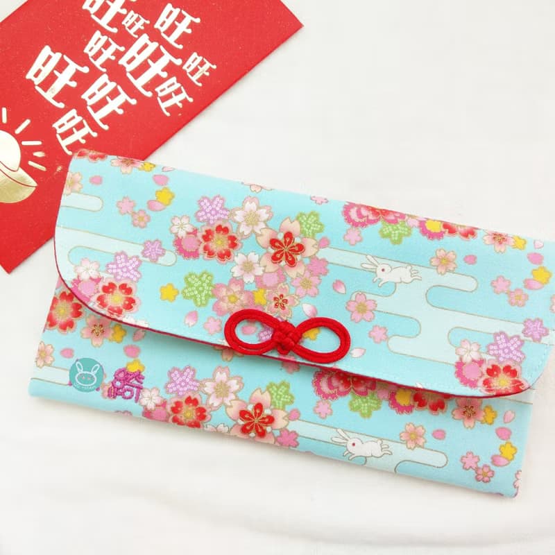 免費繡名字。春霞白兔-2色可選。布紅包袋 / 口罩收納袋