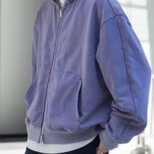 Hoody 成衣染色洗水造舊雙頭拉鏈連帽衛衣帽衫寬松短寬版型帽衫