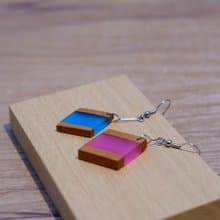 【菱形耳釘】木作工藝 / 木作飾品 / 耳釘 / 樹脂材質 / 女孩配件