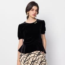 【MEDUSA】高雅天鵝絨短袖裙擺上衣(M-XL) | 女上衣 小禮服上衣