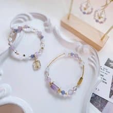 醉入藍花楹 | 丹泉石 紫水晶 天然水晶手鍊 彈性鍊 可改磁扣延長