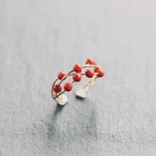 2Way Ring & Ear cuff Handmade 14kgf Swarovski Pearl Coral Twist Ring 【gift box】
