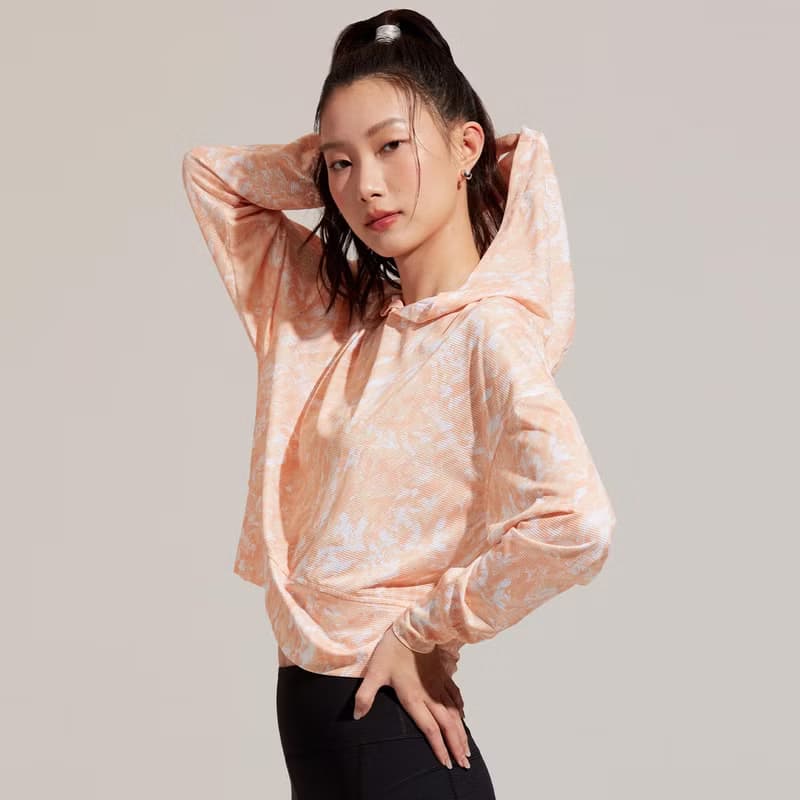 COZEE-抗菌透氣迷彩連帽上衣-杏桃沙瓦